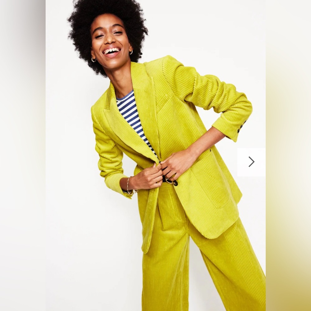 Boden Relaxed Corduroy BlazerYellow Kiwi Women Size 4 NEW